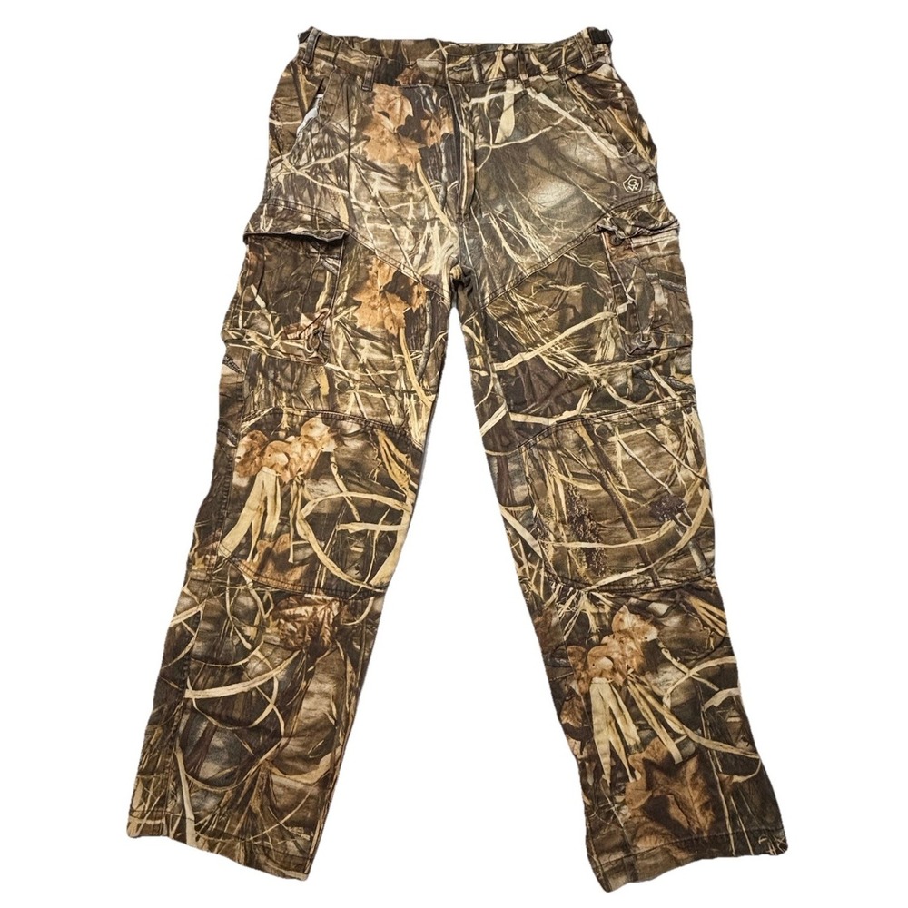Game Winner Camo Cargo Hunting‎ Pants Adjustable Waist Zip Fly Cotton Outdoor M